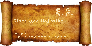 Rittinger Hajnalka névjegykártya